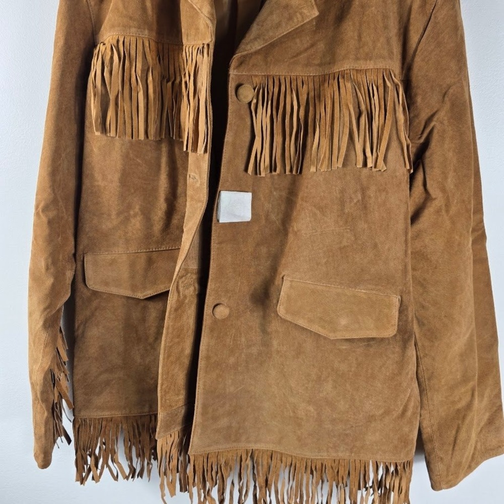 Vintage Suede Fringe Western Jacket‎ Blazer Women's Boho Hippie Cowboy Style New - Picture 3 of 5